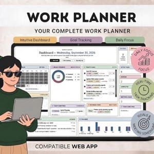 Work Planner App | Digital Task Tracker | Meeting Organizer & Goal Tracking (Digital Download)
