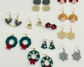 Holiday earring bundle pack, Halloween earrings, Thanksgiving earrings, Christmas earrings, fall earrings, winter earrings, glow in the dark