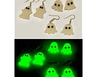 Glow in the dark ghost earrings, handmade earrings, Halloween earrings, fall earrings, Halloween ghost earrings, holiday earrings, spooky
