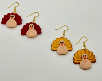 Thanksgiving earrings, Turkey earrings, Fall Autumn earrings, Friendsgiving earrings, holiday earrings, clay earrings, Thanksgiving jewelry