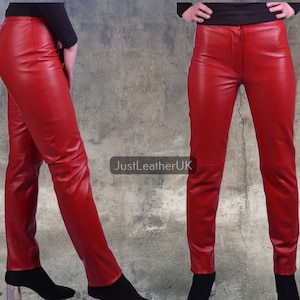 Buy Suolongsama Womens Lace Up Pants High Waist Leather Pants Sexy PU  Leggings Hollow Out Leather Trousers with Drawstring Red Small at  Amazonin