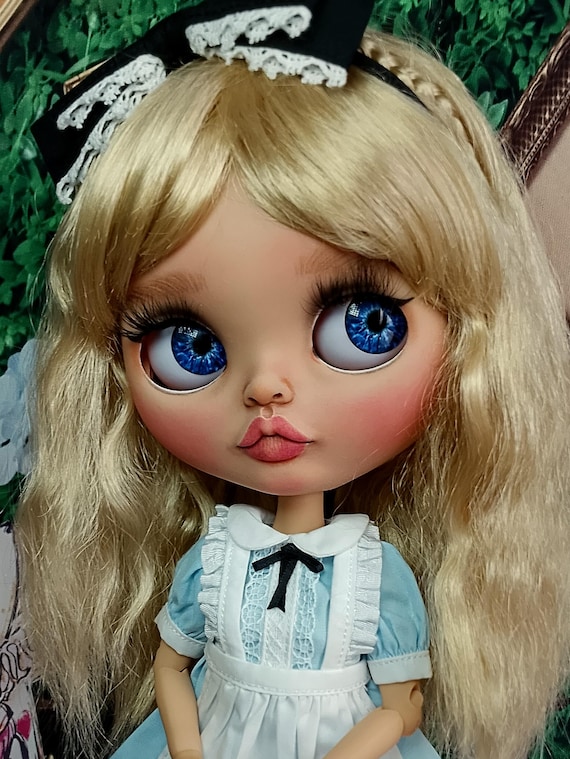 Alice in Wonderland Blythe Doll OOAK, Custom Blythe Doll, Handmade Fantasy Blythe, Cute Art Doll, Personalized Doll Gift, Made to Order