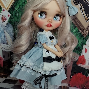 Alice in Wonderland Blythe Doll OOAK, Custom Blythe Doll, Handmade Fantasy Blythe, Cute Art Doll, Personalized Doll Gift, Made to Order image 6