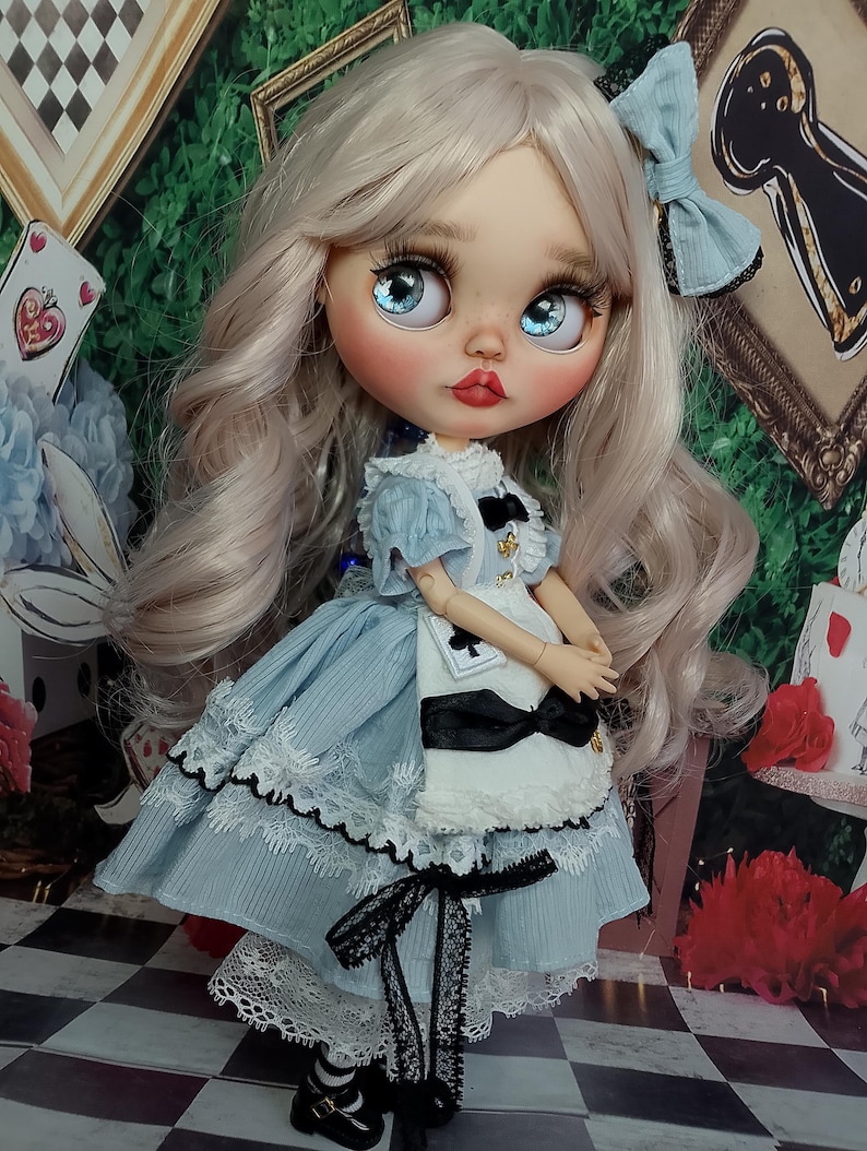 Alice in Wonderland Blythe Doll OOAK, Custom Blythe Doll, Handmade Fantasy Blythe, Cute Art Doll, Personalized Doll Gift, Made to Order image 6