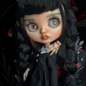 Wednesday Addams Blythe Doll OOAK, Custom Blythe Doll, Handmade Gothic Blythe, Creepy Cute Doll, Personalized Doll Gift, Made to Order