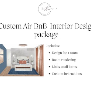 Custom airBnB  Interior design, E-design, Bedroom decor, affordable interior design package, Custom  Design, Interior Design Service