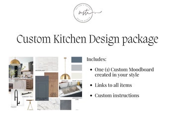 Custom Interior Kitchen Design, Interior Design Service, E-Design, Furniture Moodboard, Sophisticated  Farmhouse kitchen