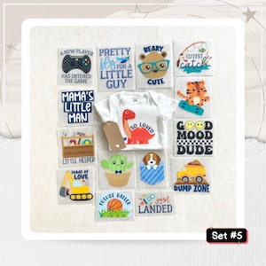15 Boy Baby Shower Iron-Ons -- Iron-On Transfers Only -- DIY Bodysuit Decorating - Set #5
