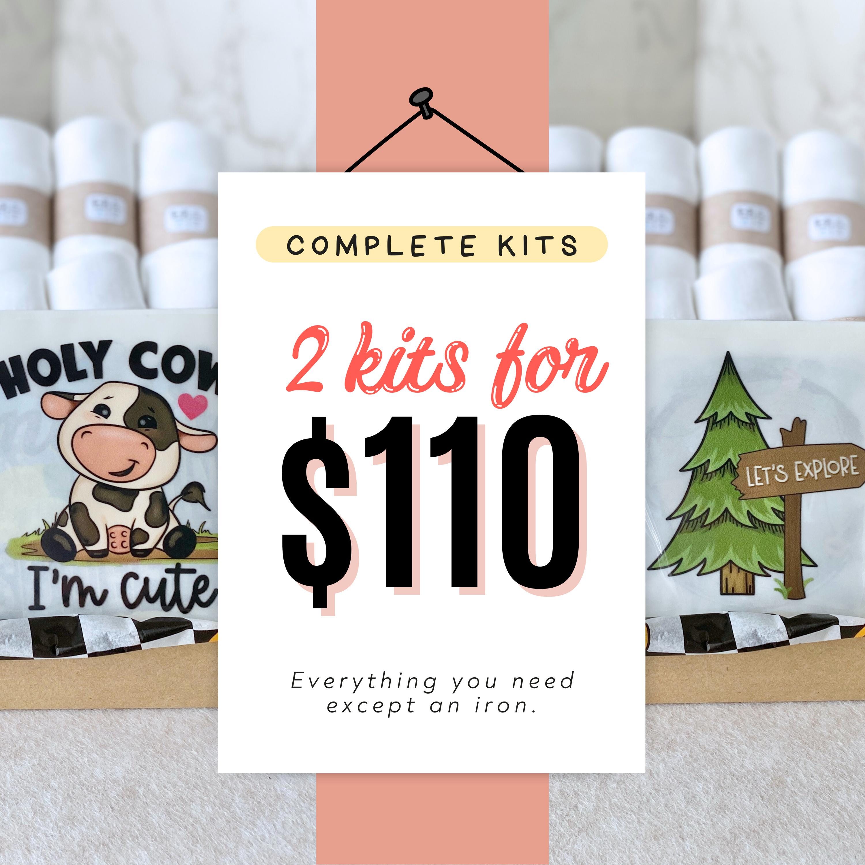 Baby Shower Iron-Ons -- Bundle Deal -- Mix & Match Baby Shower Kits -- Pick Any 2 Kits (Includes 30 Iron-On Transfers AND 30 Bodysuits)