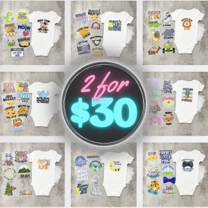 Baby Shower Iron-Ons -- Bundle Deal -- Mix & Match Baby Shower Sets -- Pick Any 2 Sets (Includes 16 Iron-On Transfers)