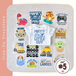 Boy Baby Shower Iron-Ons -- 15 Baby Boy Baby Shower Iron-On Transfers - Baby Shower Set #5