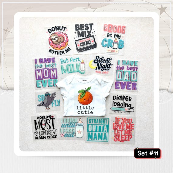 Gender Neutral Baby Shower Iron-On Transfers Only : Bodysuit Decorating Station -- Set #11