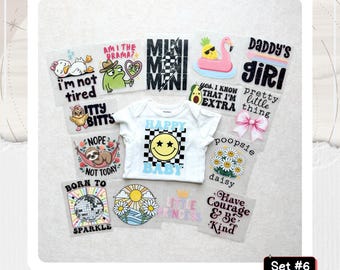 Girl Baby Shower Iron-On Decals: Bodysuit Decorating Station -- Transfers Only -- Set #6