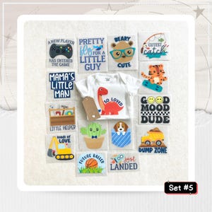 15 Boy Baby Shower Iron-Ons -- Iron-On Transfers Only -- DIY Bodysuit Decorating - Set #5