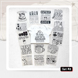 Transferts thermocollants pour baby shower – 15 motifs mixtes – Transferts thermocollants uniquement – Lot n° 8