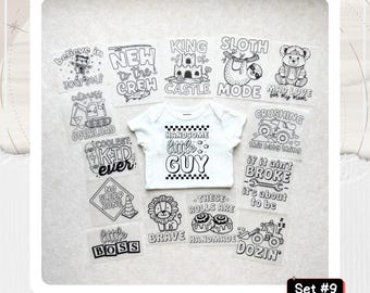 Baby Boy Iron-Ons for Baby Shower Decorating Station - Color Your Own -- Transfers Only -- Set #9