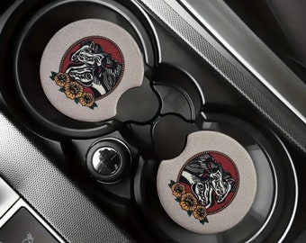 Pharaohs Horses Tattoo Flash Car Coaster Set Of Two