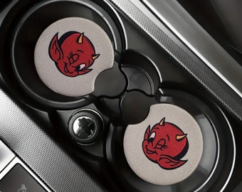 Hot Stuff Devil Tattoo Flash Car Coaster Set Of Two