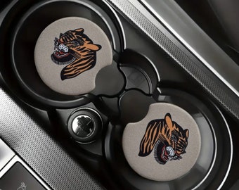 Bert Grimm Tiger Tattoo Flash Car Coaster Set Of Two