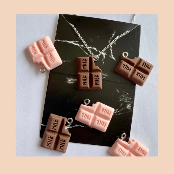 Collier barre de chocolat, breloque bonbon, bijoux gourmands, cadeau parfait