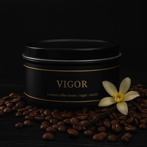 Coffee Scented Tin Candle: Roasted Beans & Vanilla, Elegant Home Fragrance