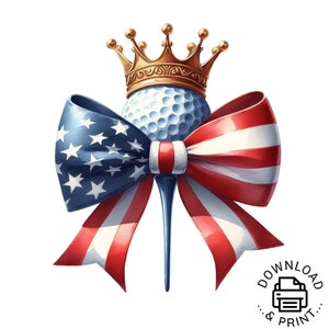 GOLF Clipart, Golf Png, Watercolor American Flag Golf Clipart, Golfing png, Golf Ball and Tee, Golf Sublimation, July 4th Clipart, Golf Tee