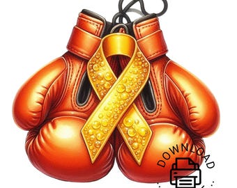 Orange Boxing Gloves Clipart, Leukemia Ribbon Boxing Gloves Clipart, Orange Boxing Gloves and Ribbon PNG Clipart, Leukemia Cancer PNG