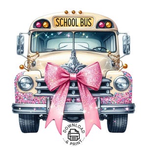 School Bus Clipart, Cute School Clipart PNG Transparent Background Instant Download
