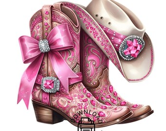 Western Cowgirl Stiefel Band Clipart, Aquarell Westernstiefel PNG, Western Cowgirl PNG, Western Designs Downloads, Band Stiefel Clipart