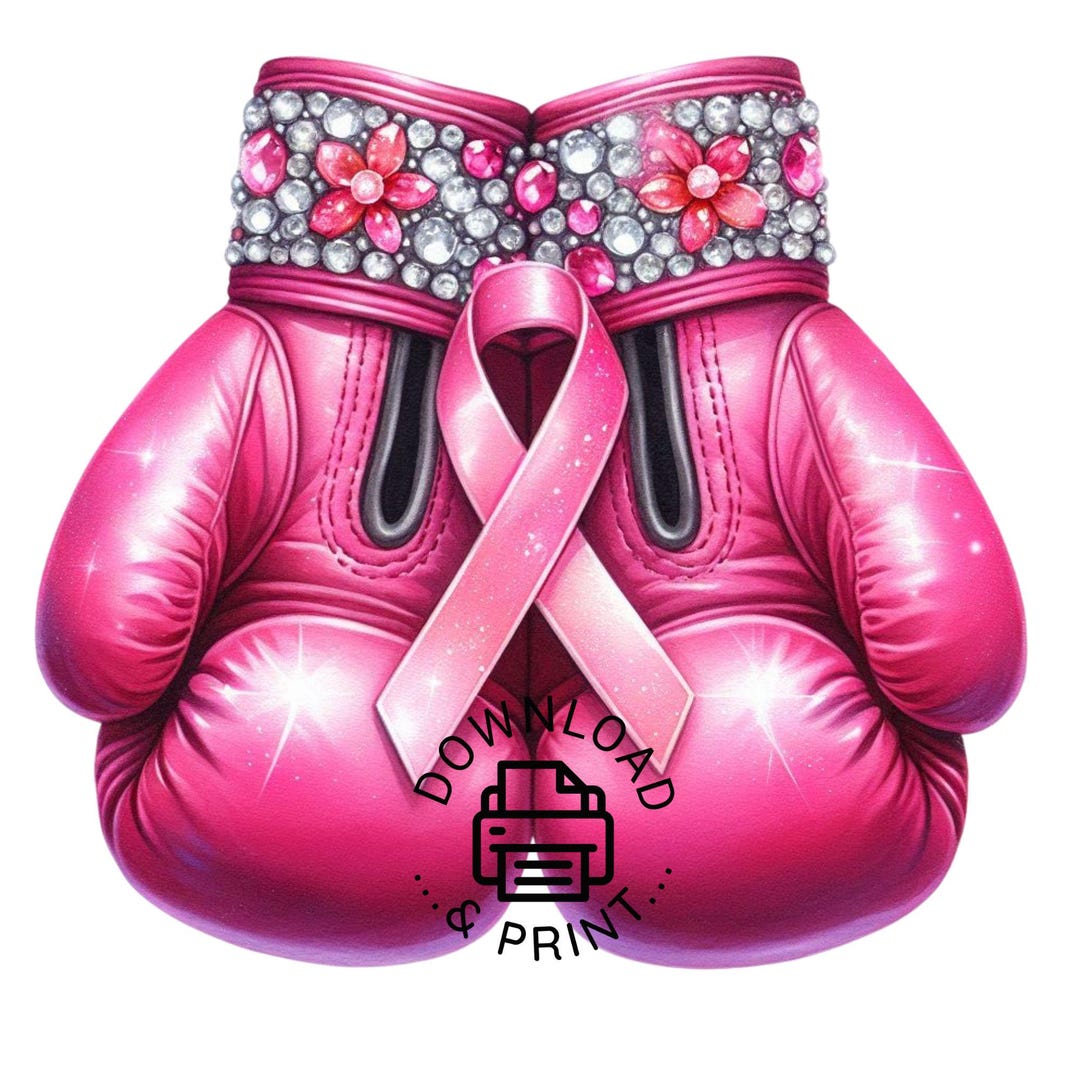 Breast Cancer Clipart, Pink Ribbon Boxing Gloves Clipart, Pink Boxing ...