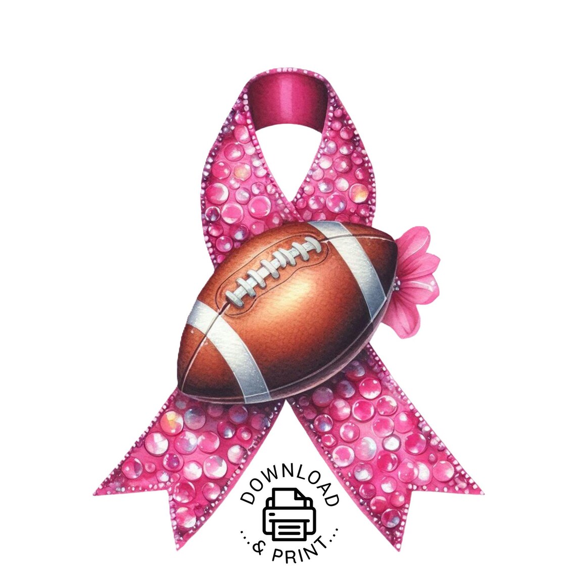 Pink Ribbon Football Clipart, Sublimation PNG (digital Download) - Etsy