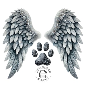 Pata de cachorro aquarela cinza asas de anjo clipart png, asas de anjo cinza pata de cachorro png, pata de cachorro asas de anjo png, pata de cachorro asas de anjo cinza png clipart