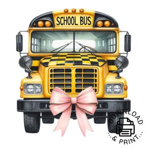 School Bus Clipart, Cute School Clipart PNG Transparent Background Instant Download
