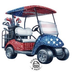 Golf Cart PNG Clipart, Flaga amerykańska Golf Cart PNG Użytek komercyjny, Flaga amerykańska Golf Cart PNG Ilustracja, 4 lipca Golf Cart Clipart,