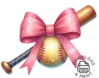 Watercolor Softball Ribbon Clipart, Softball Sublimation Design, Softball PNG Clipart, Softball digital file, Softball printable, sport team