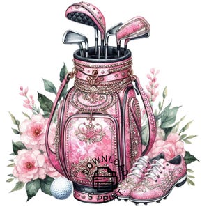 ゴルフバッグ 水彩画 ピンク ゴルフバッグ スポーツ 女の子 クリップアート 保育園 ゴルファー PNG 商用利用 ゴルフアクセサリー ゴルフカート イラスト ゴルフクラブ