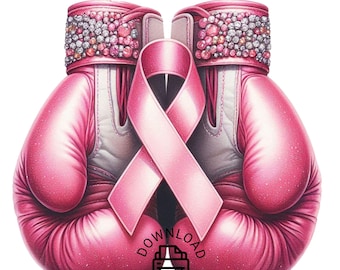 Puede incluir: Guantes de boxeo rosas con una cinta rosa atada alrededor. Los guantes están decorados con diamantes de imitación.