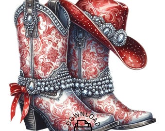 Aquarell Western Cowgirl Stiefel Clipart, Aquarell Western Stiefel PNG, Western Cowgirl PNG, Western Designs Downloads, Stiefel PNG Clipart