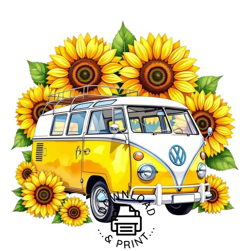 Hippie Van Clipart - Etsy