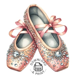 Ballet Shoes Clipart, Pink Ballet Shoes Clipart, Pink Ballet Shoes PNG, Pink Ballet Shoes Clipart PNG, Watercolor Pink Ballet Shoes