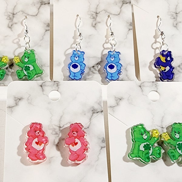 Boucles d'oreilles Care Bear Retro vintage, personnalisables !