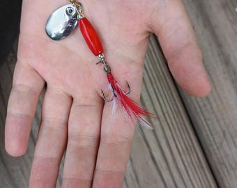 Red Rogue Fishing Lure for Crappie, #6 Treble Hook Spinner Bait