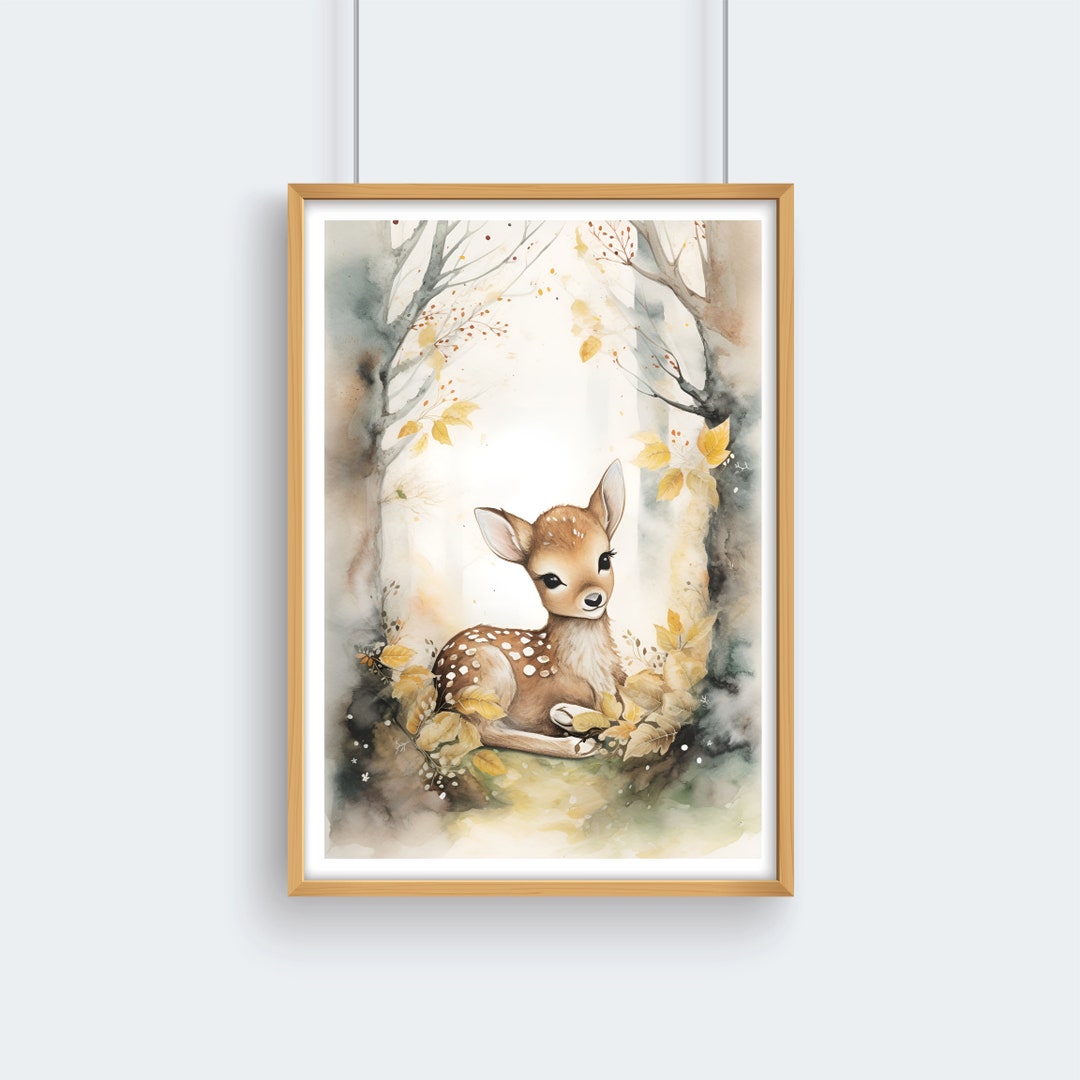 Digital Printable Baby Deer Animal Wall Art Nursery Print for Animal