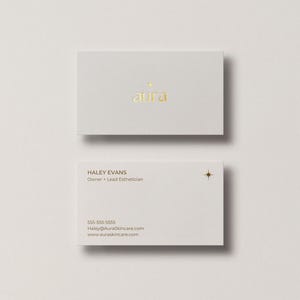 Gold Foil Business Card Template : Skincare, Beauty Salon, Lash, Hair, Makeup, Card Design Canva Editable Customizable DIY
