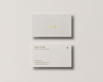 Plantilla de tarjeta de presentación con lámina dorada: Diseño editable en Canva (digital)