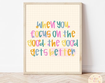 Concentrez-vous sur la bonne impression, art mural imprimable, impression en classe, affiche de classe, affiche pour salle de classe, impression numérique, téléchargement numérique