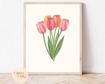Tulpen Druck, Tulpen druckbar, Tulpen druckbare Wandkunst, Tulpen Digitaldruck, Frühling Wandkunst, Frühlings-Dekor, Frühlingsdruck, Frühlingskunst