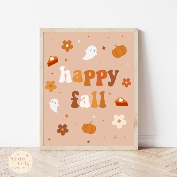 Happy Fall Print, Happy Fall, Happy Fall Printable, Fall Print, Fall Printable Wall Art, Printable Wall Art, Fall Decor, Fall Prints