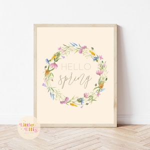 Spring Print, Spring Printable, Hello Spring Print, Hello Spring Printable, Spring Digital Print, Spring Wall Art, Spring Decor, Spring Art