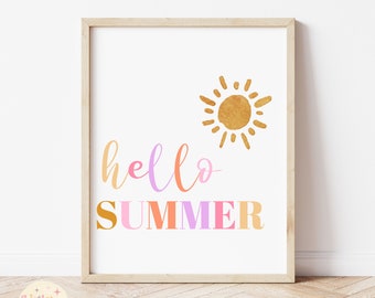 Hello Summer Print, Hello Summer Printable, Summer Prints, Summer Print, Summer Printable, Summer Digital Prints, Instant Download